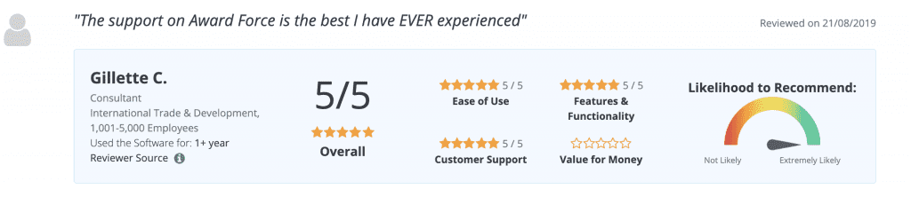 Award Force Capterra review