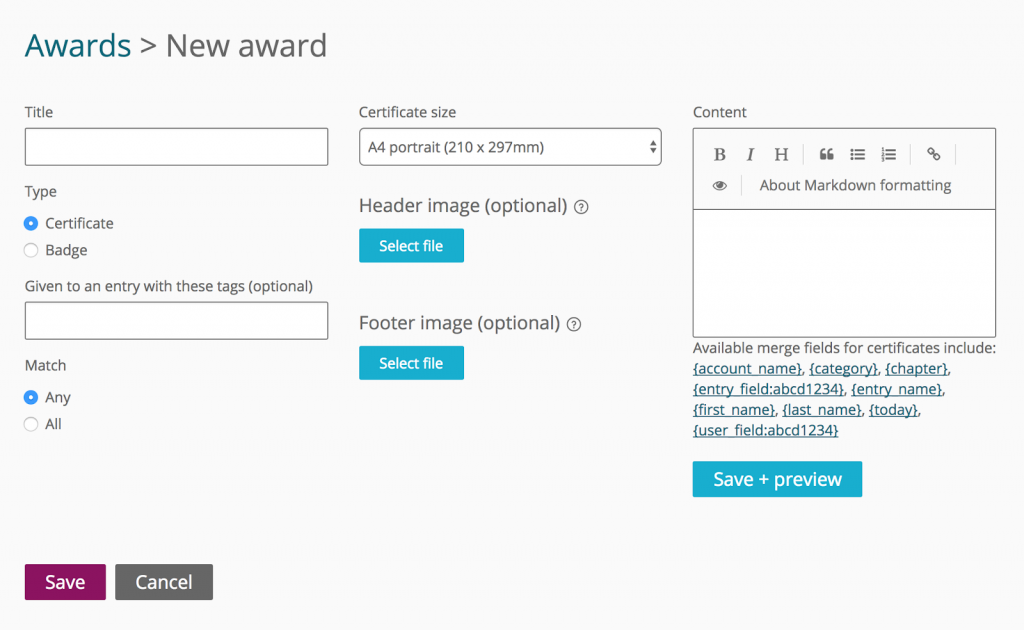 Automate award certificates