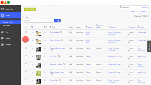 Award Force Tagging-Funktion