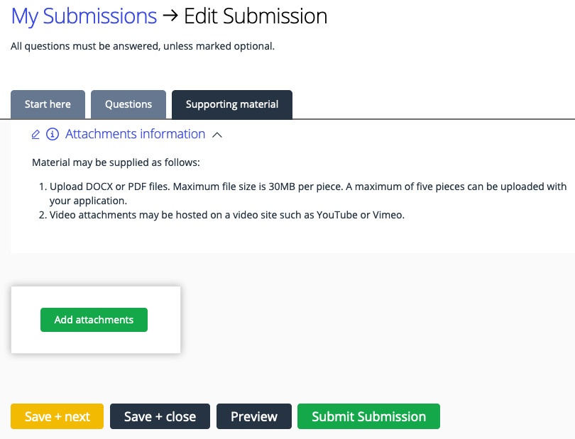 Annehmen von Anhängen mit der Einreichung