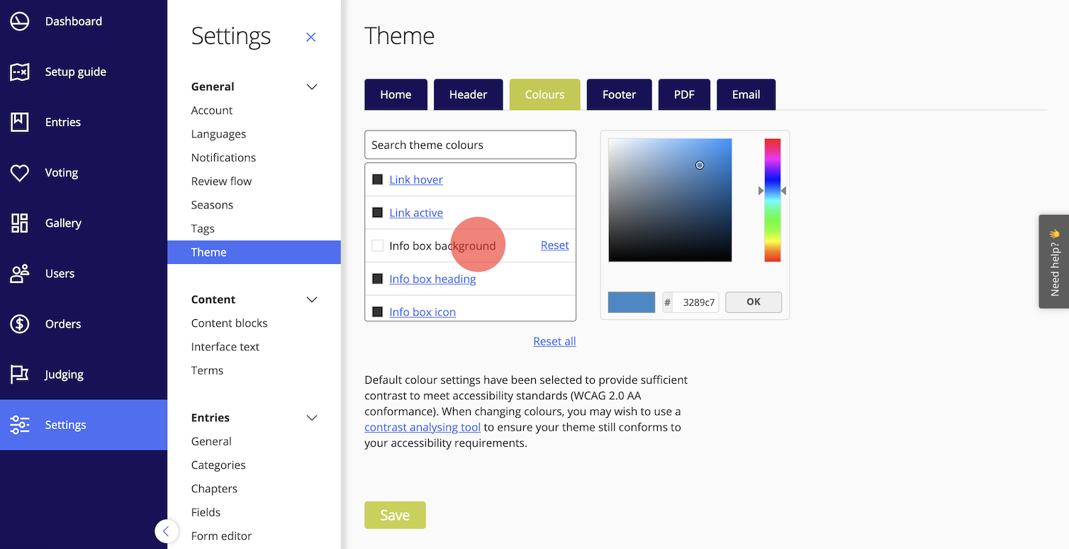Web colours for accessibility