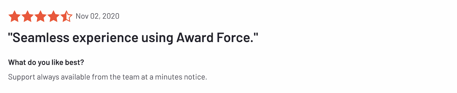 Award Force seamless experience