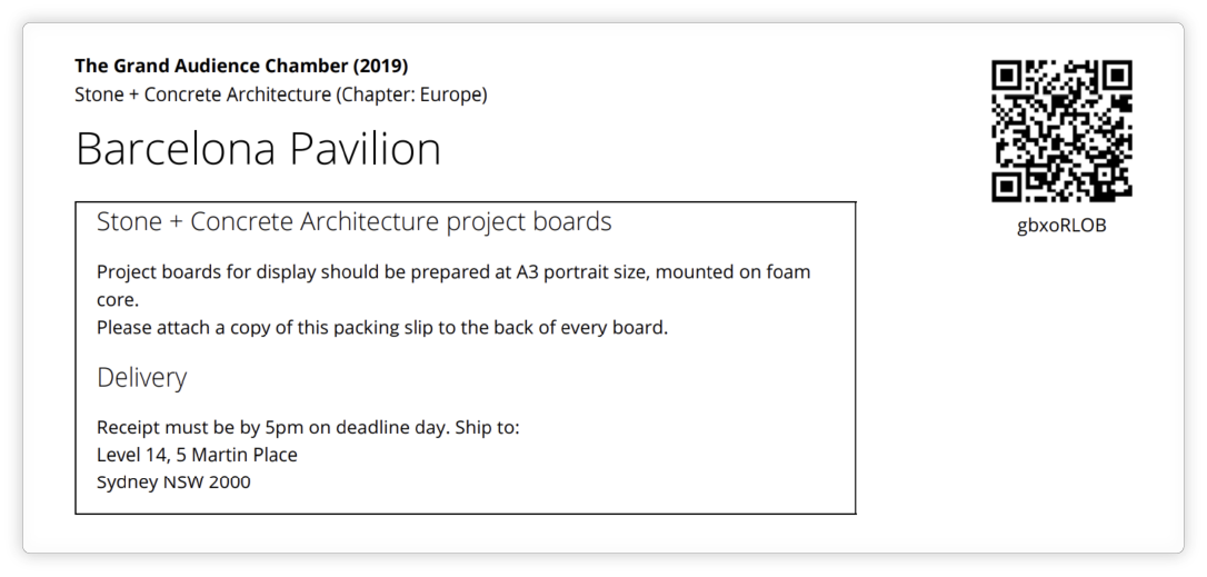 Awards management packing slips