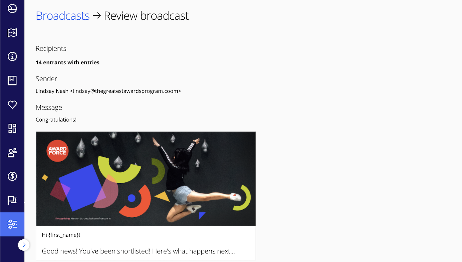 Communicating with entrants