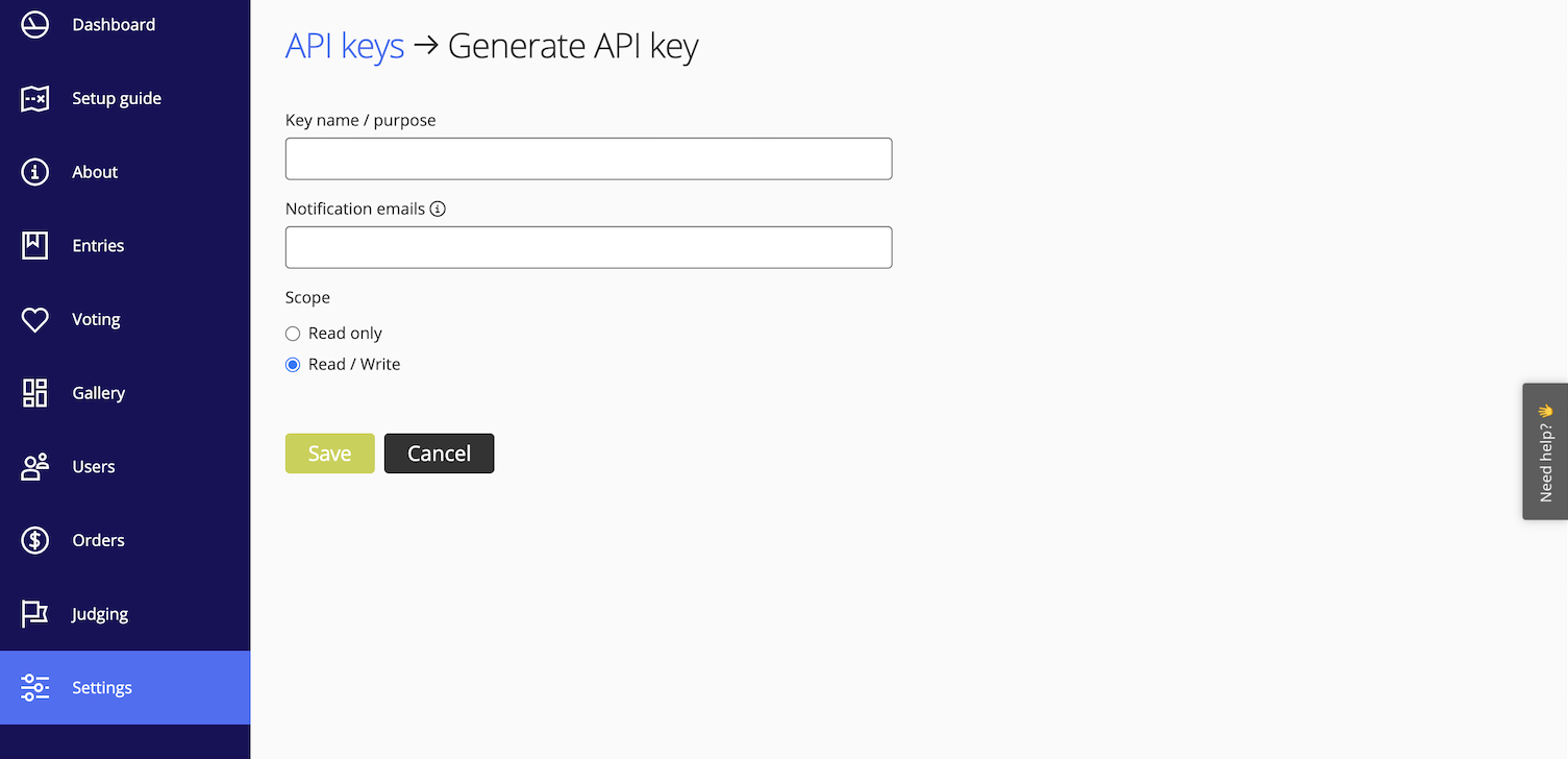 Creating an API key