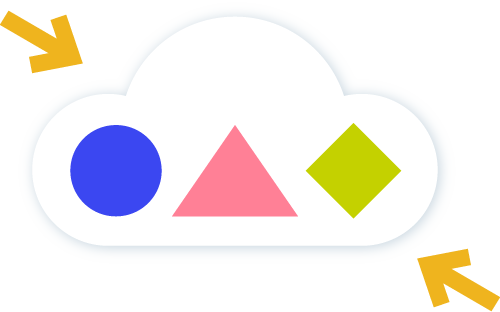 Icon of shapes in a cloud