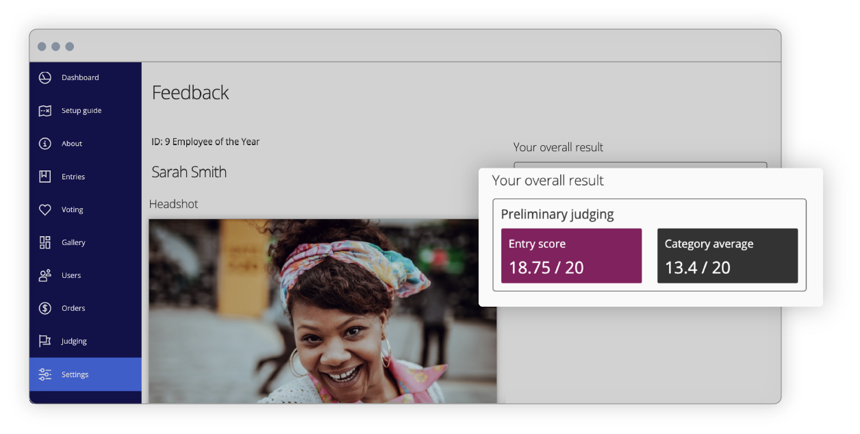 Awards Management Schnittstelle für Bewertungs-Feedback