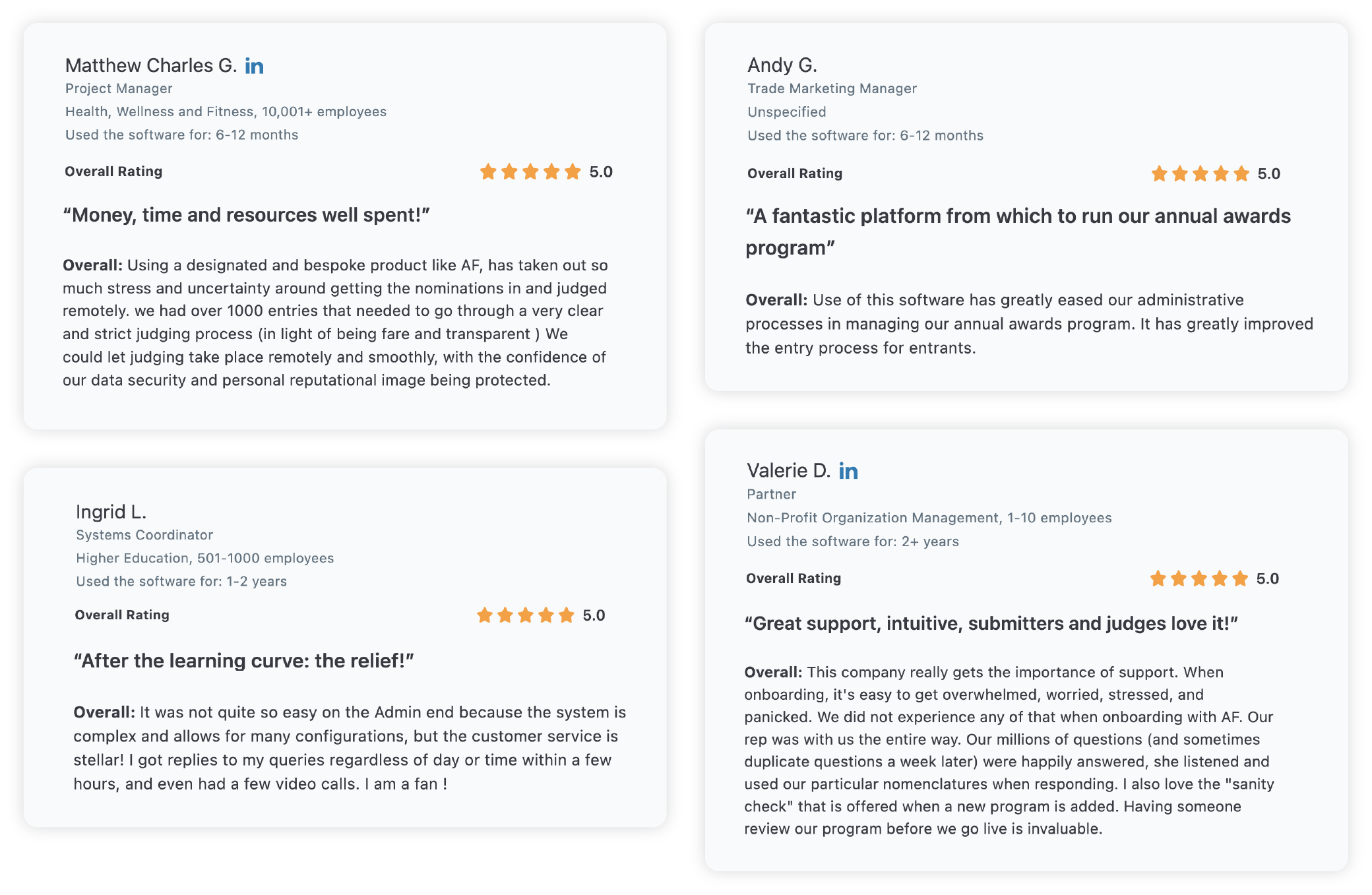 Awards Management Bewertungen