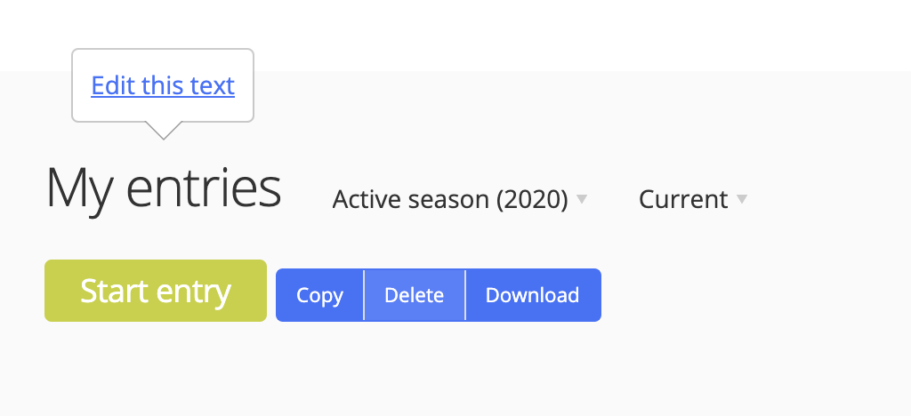 Edit interface text on My entries