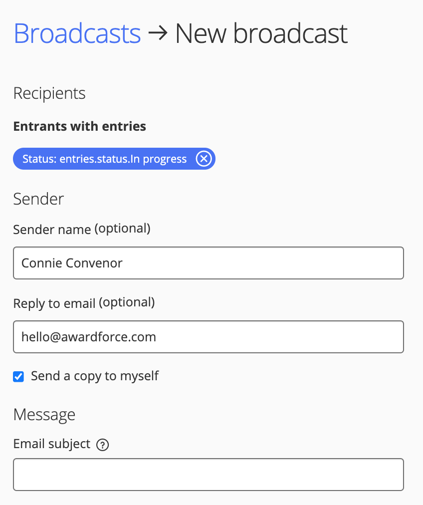 Send broadcast email to yourself