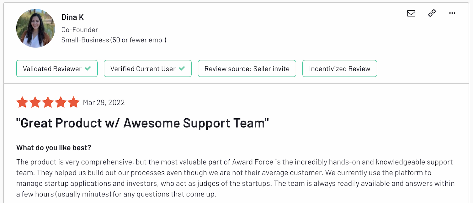 Support in Award Force