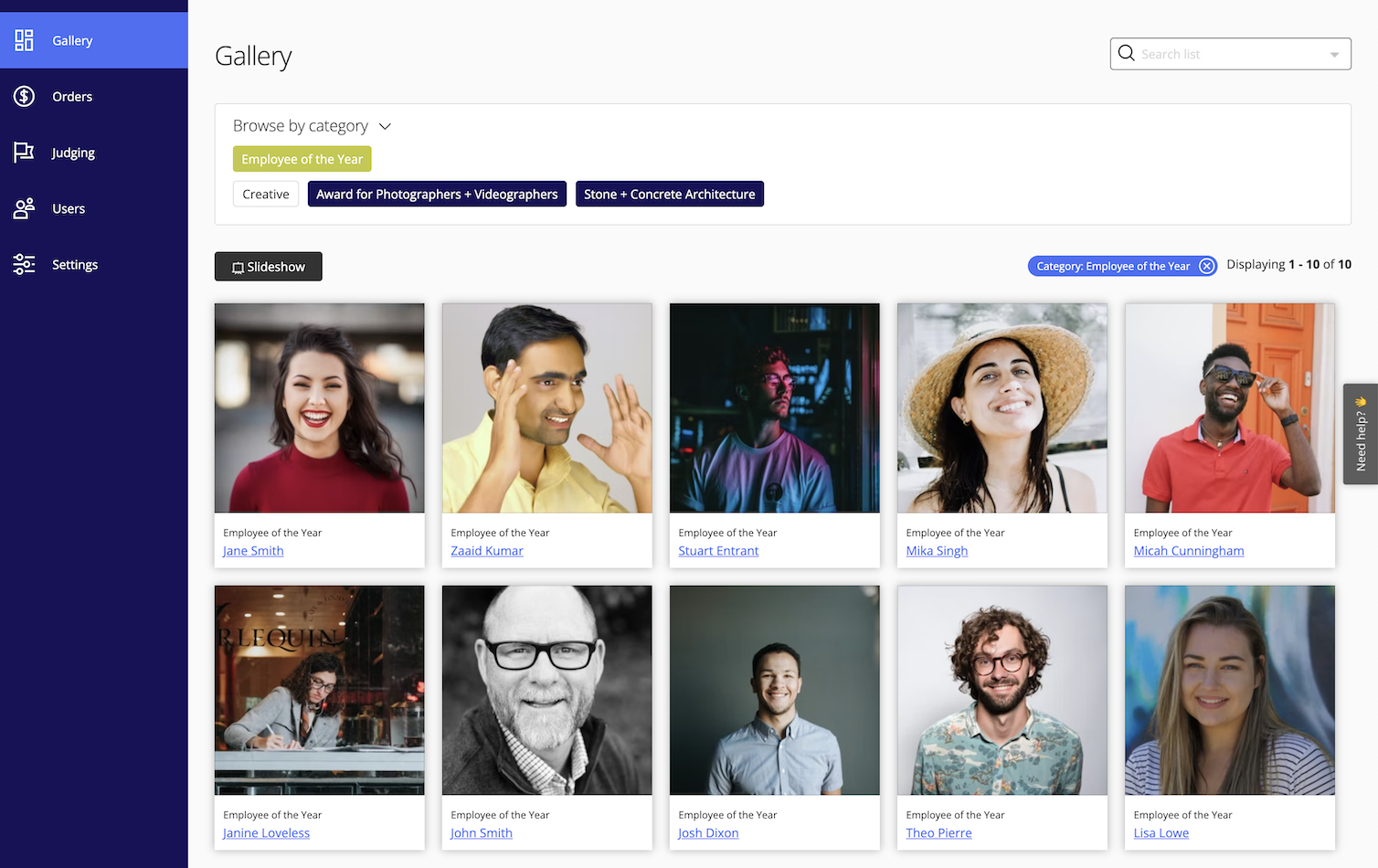 Award Force online galleries