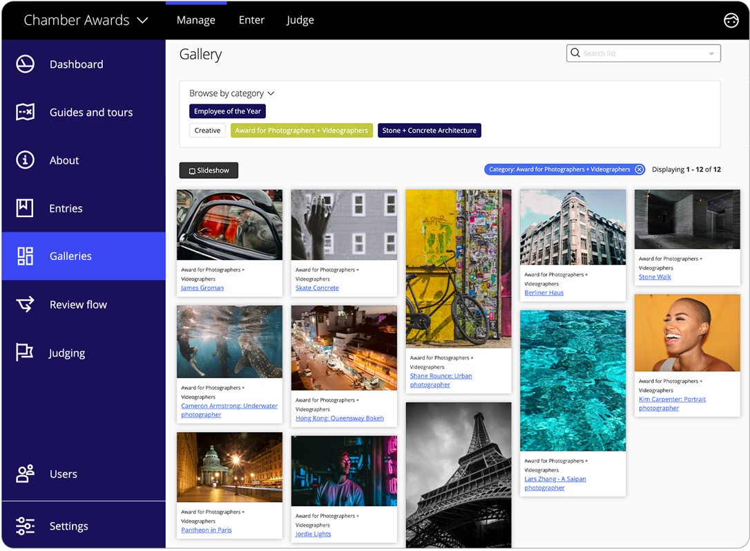 Awards management software gallery