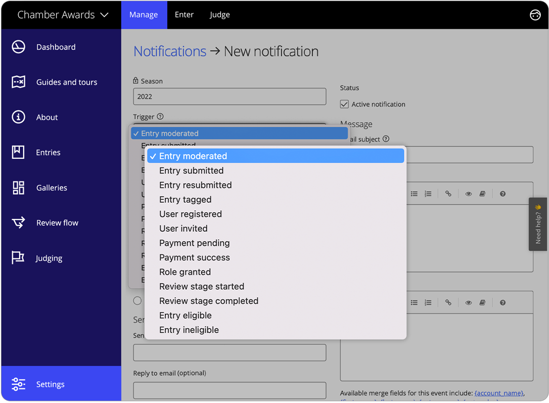Awards management software communicate