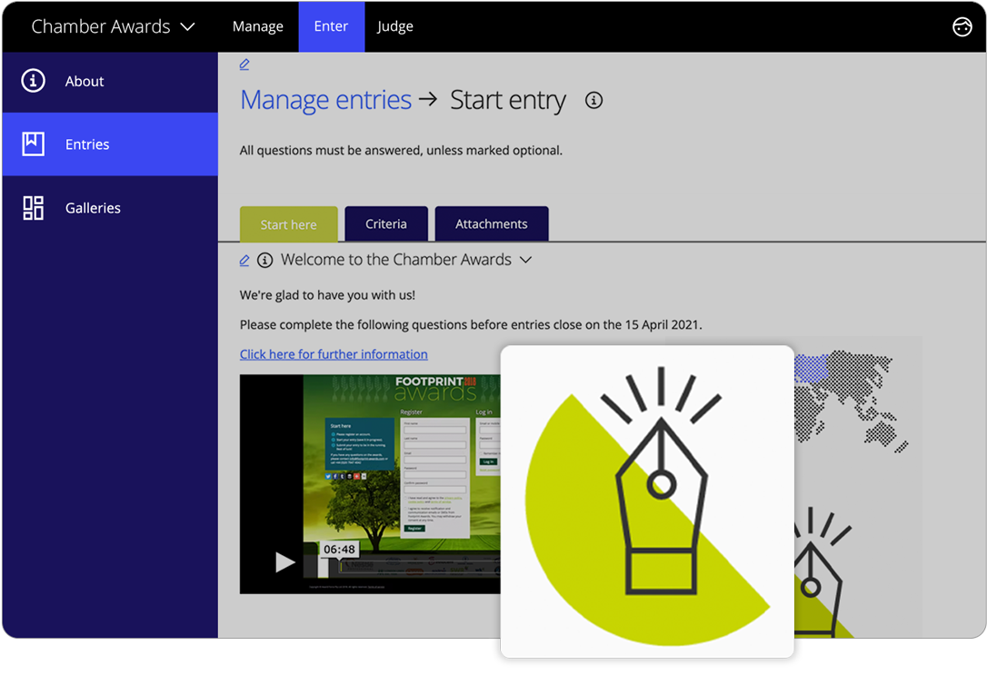 Awards management software brand promotion