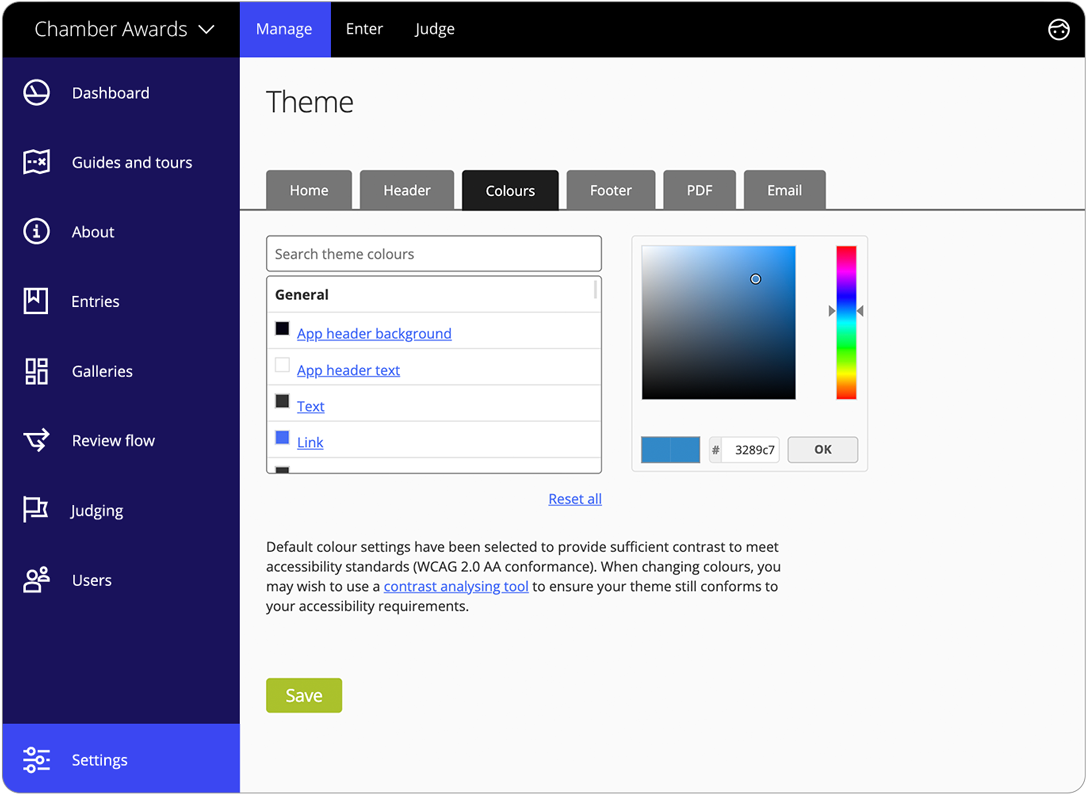 Award management software accessibility
