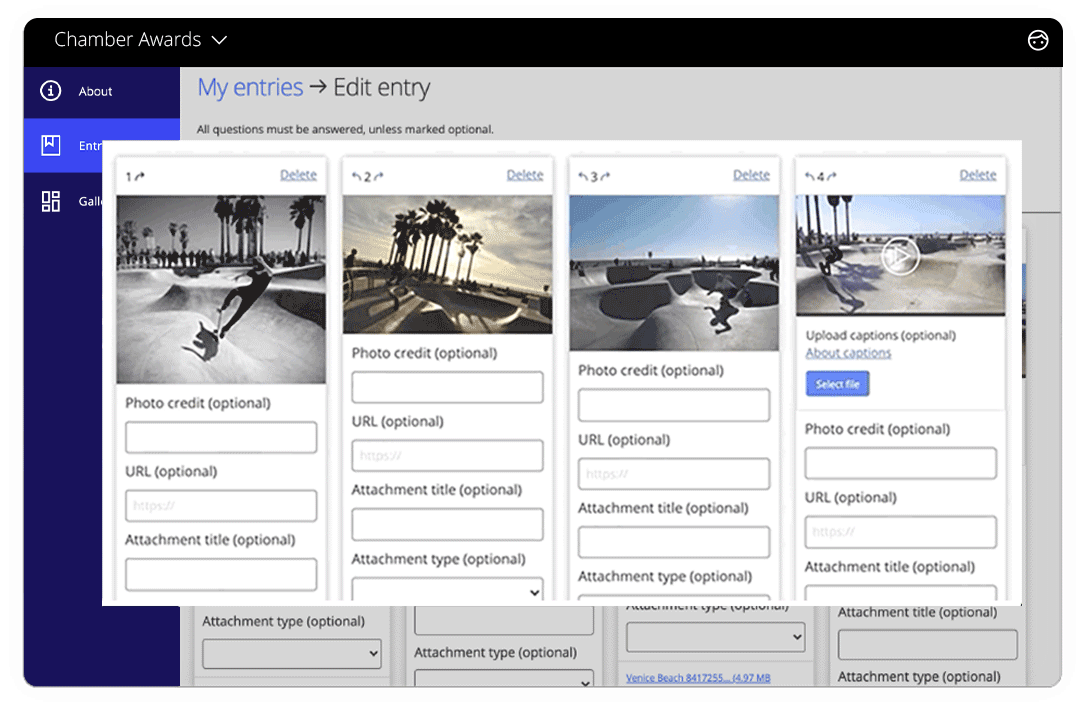 Awards management software attachments file types