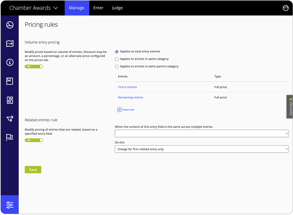 Awards management software payments