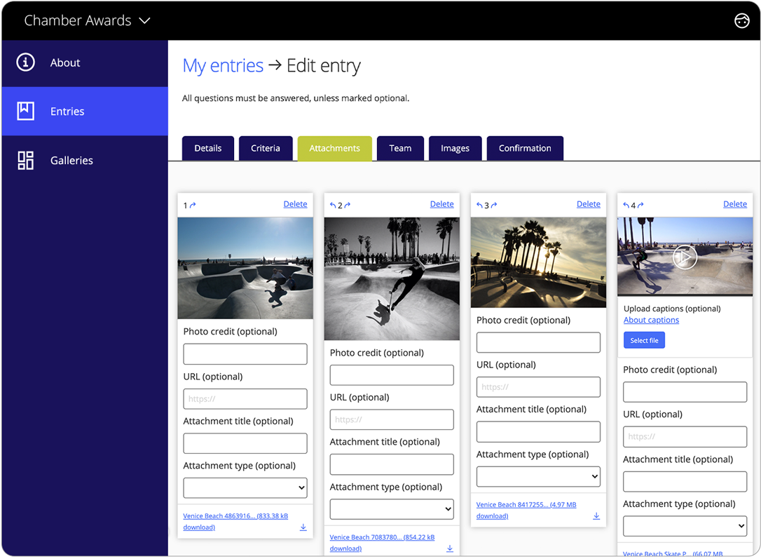 Awards management software attachments annotate