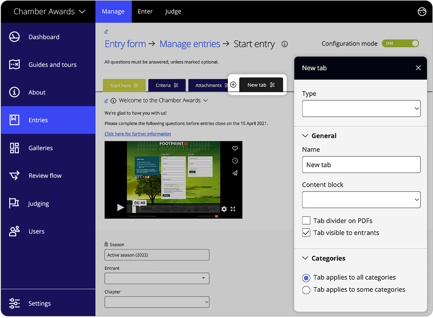 Add a new tab to your entry form