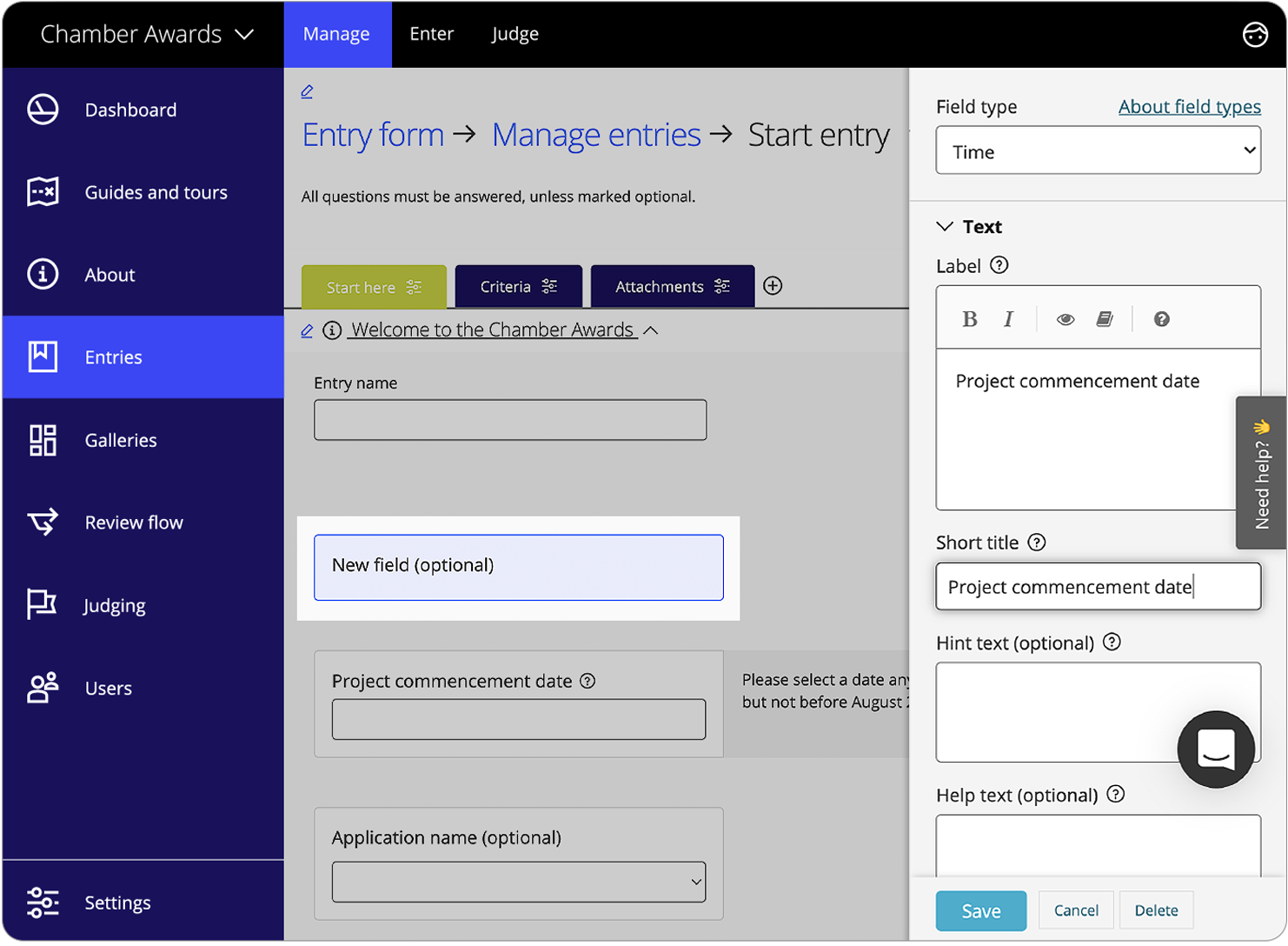 Add a new field to your entry form
