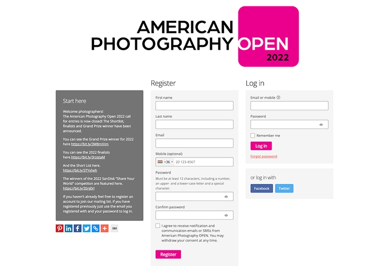 One World Media Awards login page page