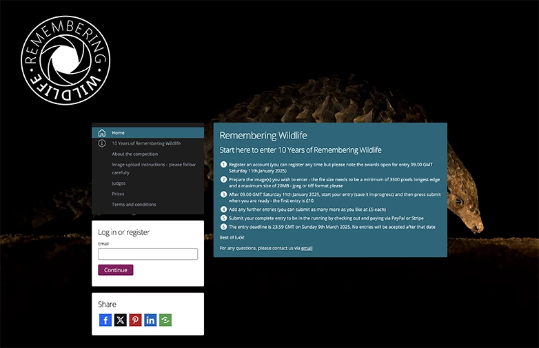 One World Media Awards Anmeldeseite