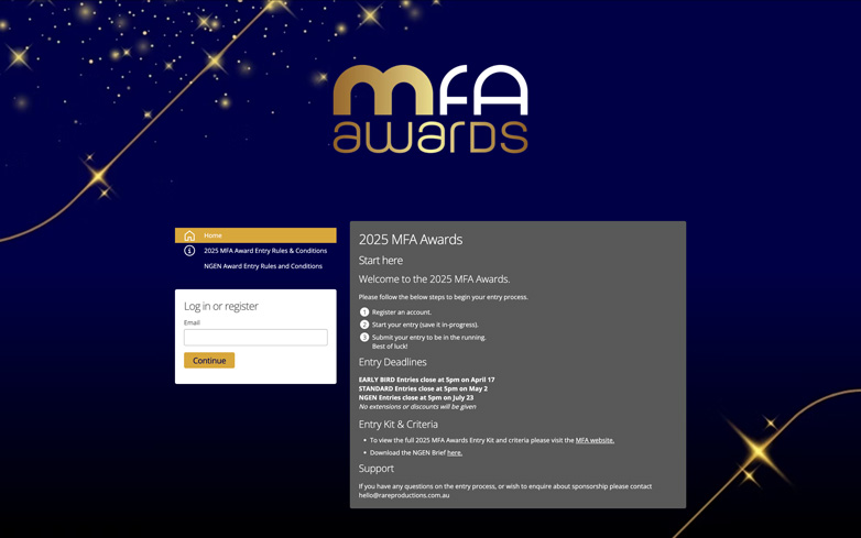 One World Media Awards login page page