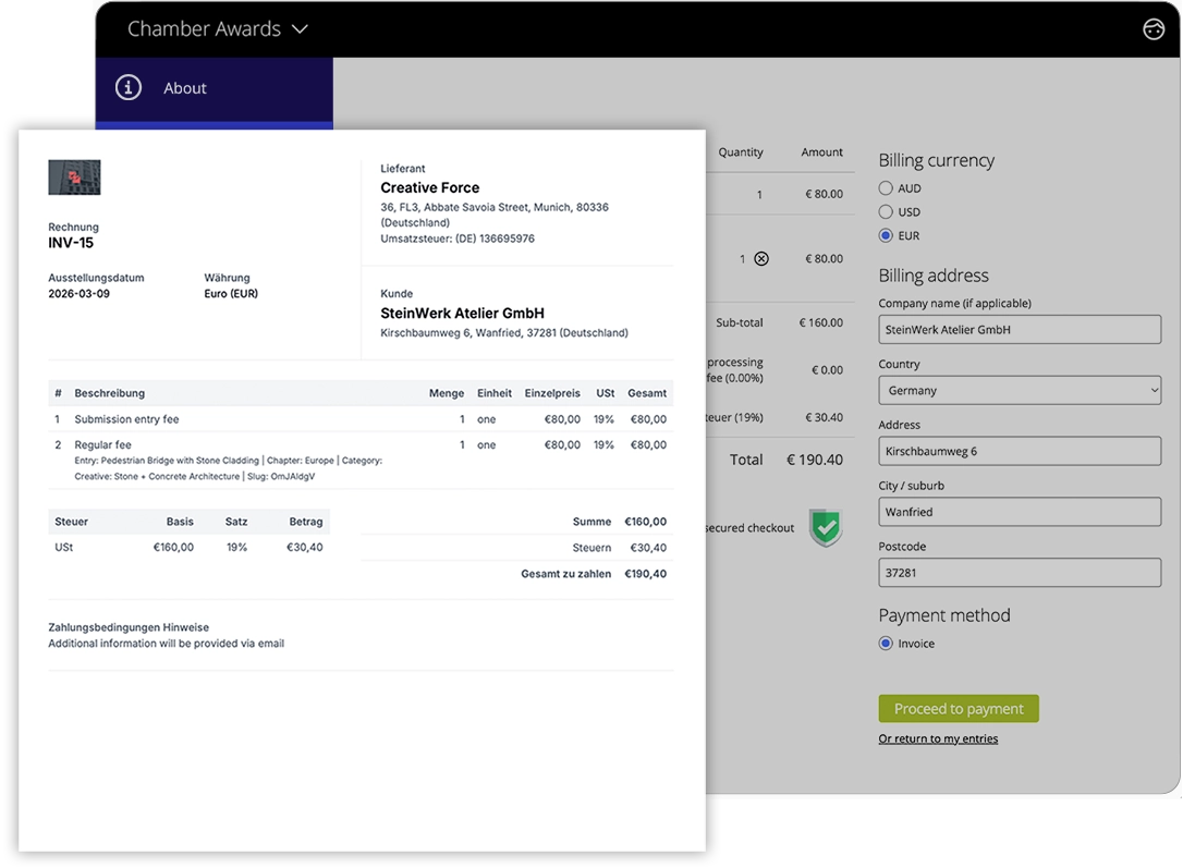 Award Force interface showing how to switch to the new dashboard