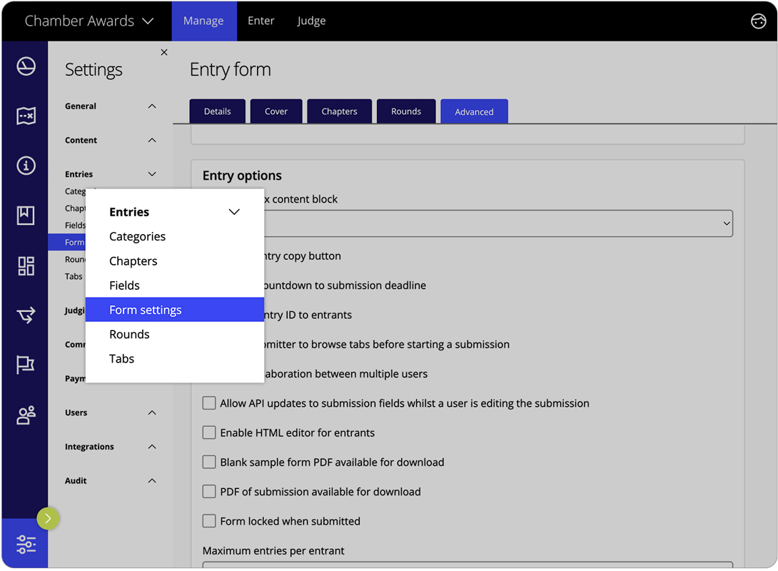 Award Force interface showing how to switch to the new dashboard